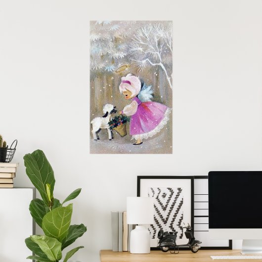 affiche de Noël Ange de Noël rétro (Bureau à domicile)