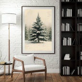Affiche de Noël Arbre Nostalgique – Fêtes de fin d