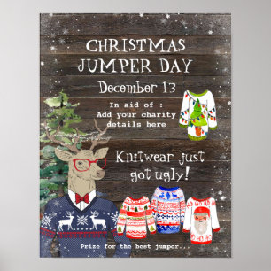 affiche de Noël de cerf rustique