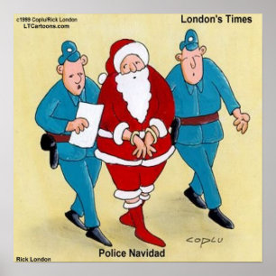 Affiche de Noël drôle de Police Navidad