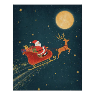 Affiche de Noël du traîneau du Père Noël