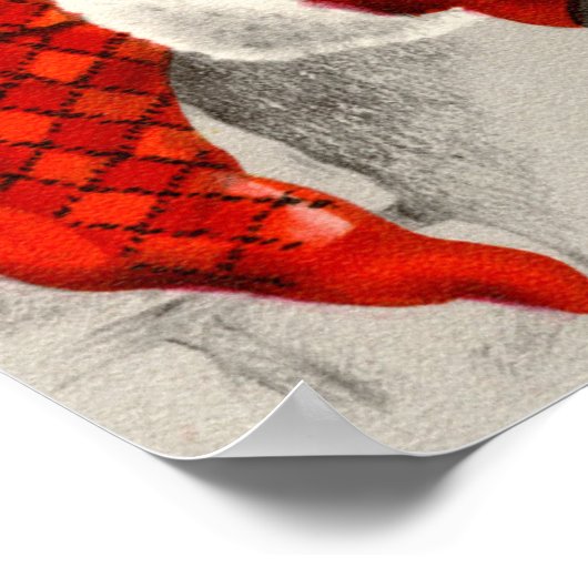 Affiche de Noël rétro Père Noël (Coin)