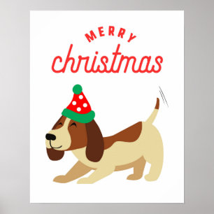 Affiche de Noël, Sympa Chien signe de Noël, Festif