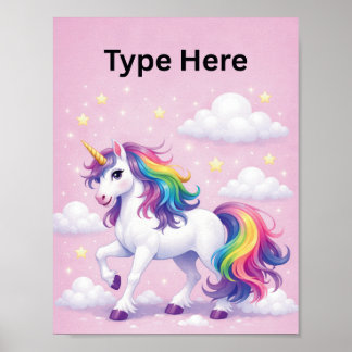 Affiche de nom de licorne personnalisée