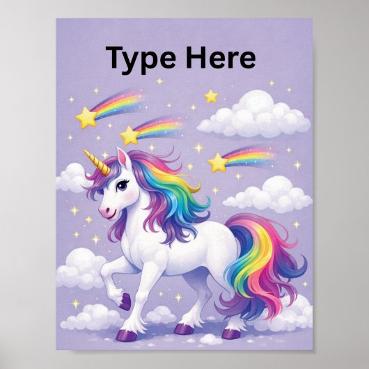 Affiche de nom de licorne personnalisée – (Violet) (Devant)
