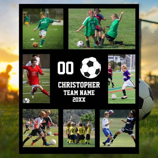 Affiche de nom d'équipe de collage photo de footba