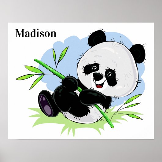 Affiche de nom personnalisé Cute Panda (Devant)