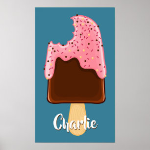 Affiche de nom personnalisé du chocolat Popsicle