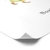 Affiche de nom renard aquarelle mignon avec ballon (Coin)