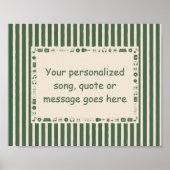 Affiche de note de musique vert foncé - Cadeau per (Devant)