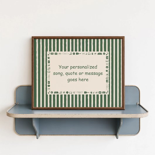 Affiche de note de musique vert foncé - Cadeau per