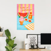 Affiche de nourriture de plage d'été rétro, Tropic (Bureau à domicile)
