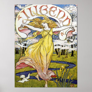 Affiche de Nouveau d'art de "Jugend" de grue de