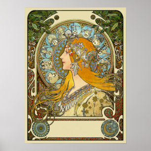 Affiche de Nouveau d'art de Mucha - zodiaque -