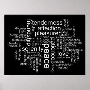 Affiche de nuage de mots de paix et d'amour inspir