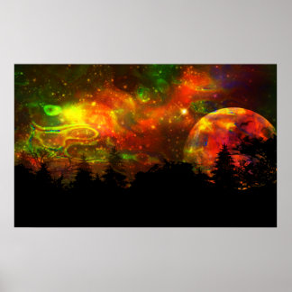 Affiche de nuit colorée