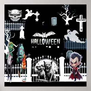 Affiche de nuit d'Halloween effrayant