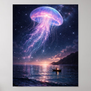 Affiche de nuit du ciel à la méduse cosmique
