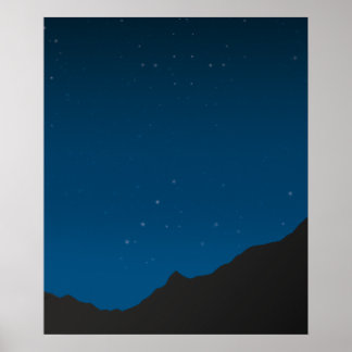 Affiche de nuit du ciel étoilé sur les montagnes