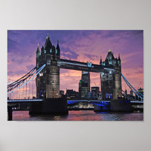 Affiche de nuit du London Tower Bridge