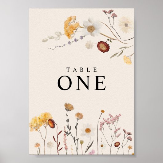 Affiche de numéros de table Fleur sauvage (Devant)