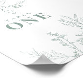 Affiche de numéros de table vert sauge floral (Coin)