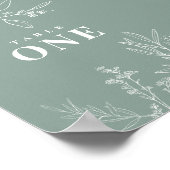 Affiche de numéros de table vert sauge floral bohè (Coin)