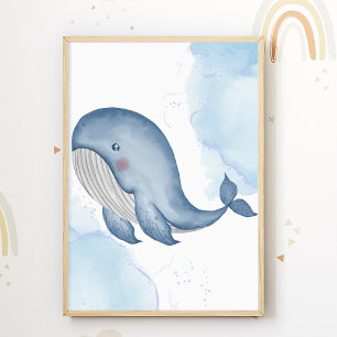 Affiche de nurserie baleine animaux marins enfants