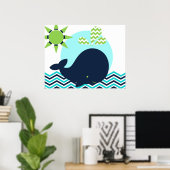 Affiche de nurserie Baleine Bleu et Vert Citron (Bureau à domicile)