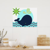 Affiche de nurserie Baleine Bleu et Vert Citron (Cuisine)