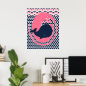 Affiche de nurserie baleine rose et marine (Bureau à domicile)