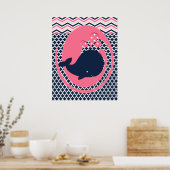 Affiche de nurserie Baleine Rose et Navy (Cuisine)
