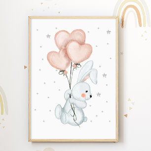 Affiche de nurserie ballon de lapin pour chambre d