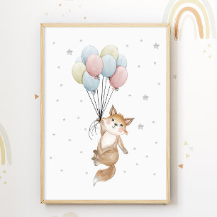 Affiche de nurserie ballon renard pour chambre d'e