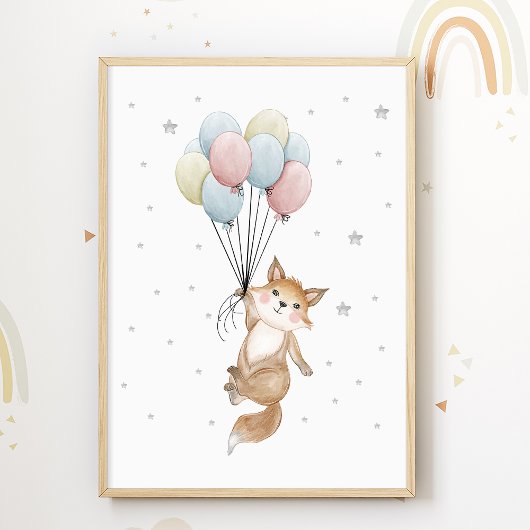 Affiche de nurserie ballon renard pour chambre d'e