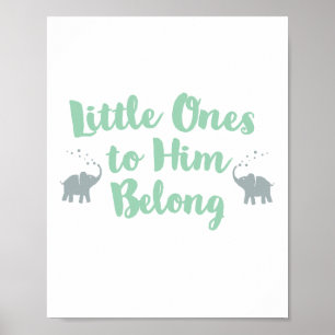 Affiche de nurserie chrétienne Éléphants Menthe