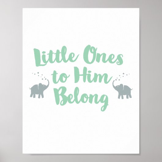 Affiche de nurserie chrétienne Éléphants | Menthe (Devant)