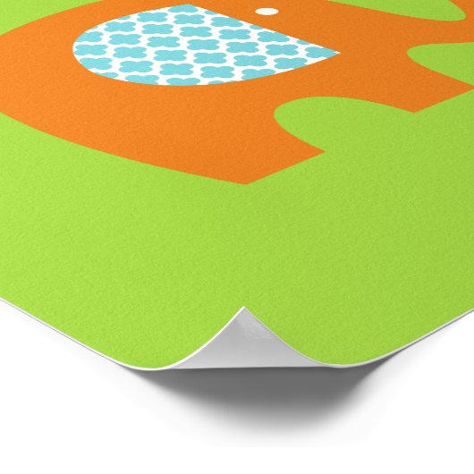 Affiche de nurserie Couleurs vives J'adore les élé (Coin)