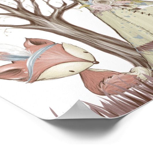 Affiche de nurserie d'animaux de forêt boho (Coin)