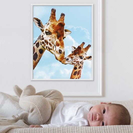 Affiche de nurserie de girafes mignonnes