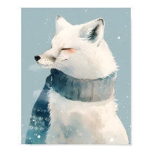Affiche de nurserie de renard arctique mignon en a