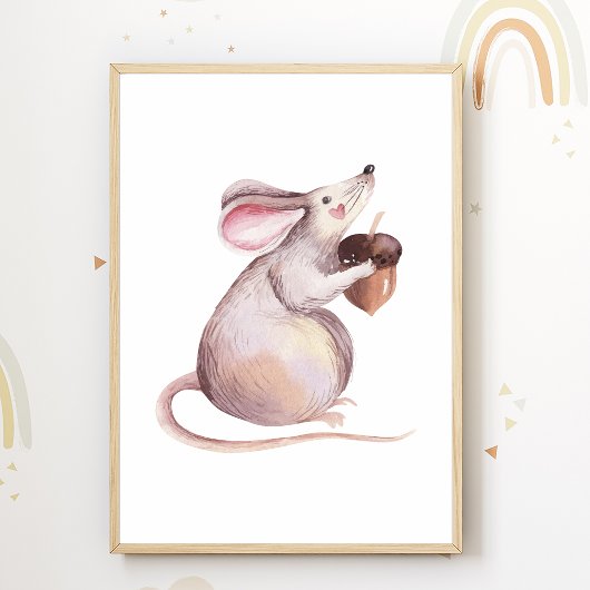 Affiche de nurserie de souris mignonne décoration 