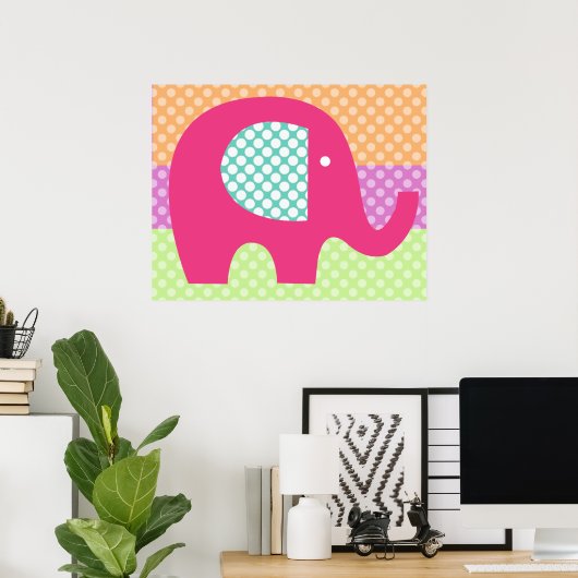Affiche de nurserie éléphant à points (Bureau à domicile)