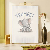 Affiche de nurserie Éléphant Bébé Rayures Bleues