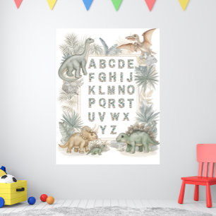 Affiche de nurserie en aquarelle Alphabet Dinosaur
