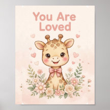 Affiche de nurserie girafe Vous êtes aimé