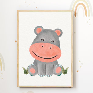 Affiche de nurserie hippopotame mignon décoration 