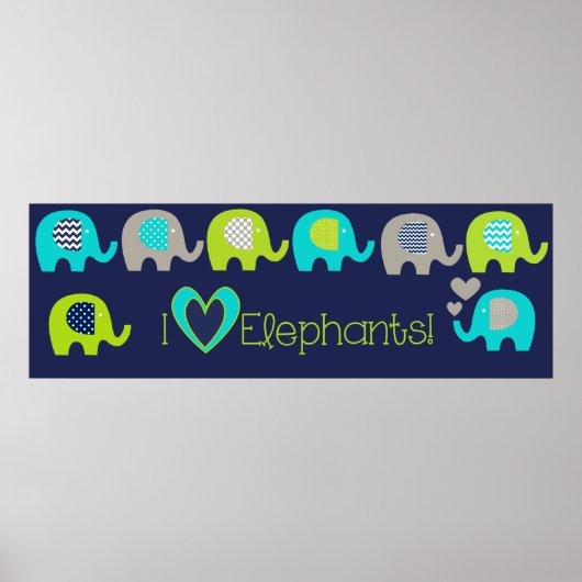 Affiche de nurserie J'aime les éléphants (Devant)