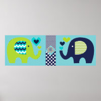 Affiche de nurserie Les amis éléphant