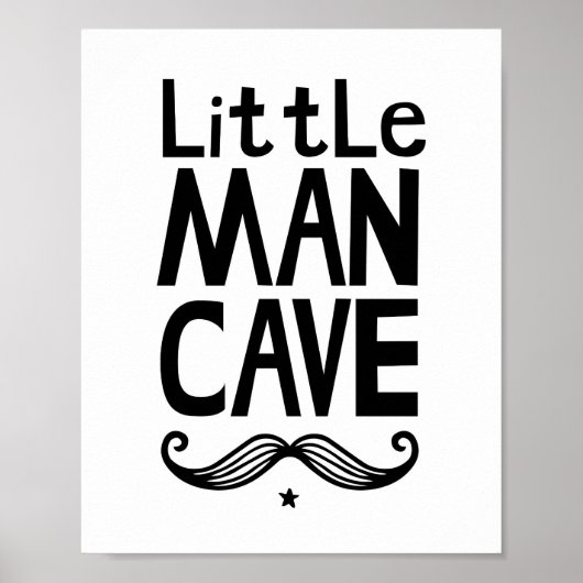 Affiche de nurserie Little Man Cave avec moustache (Devant)